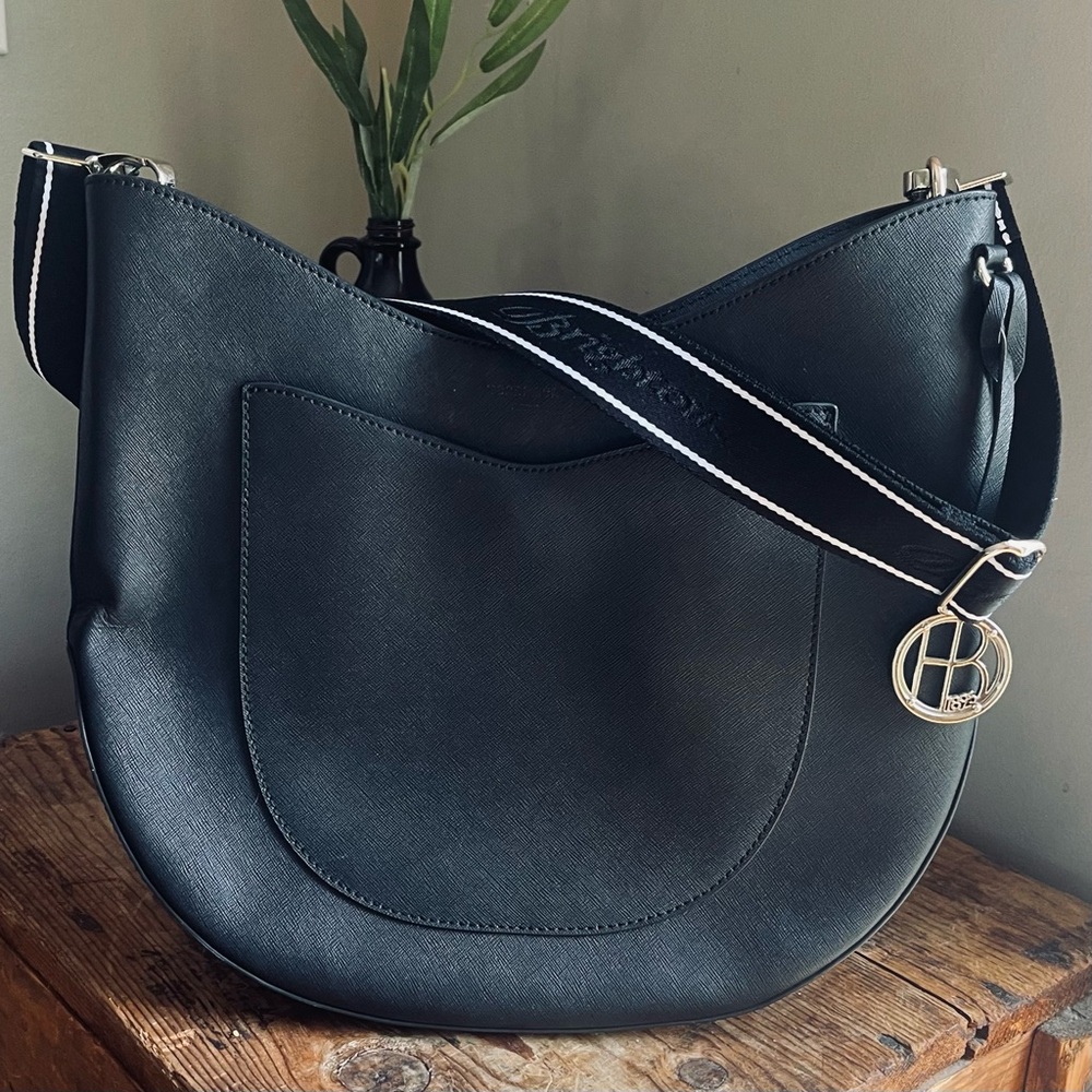 HENRI BENDEL West 57th Hobo Crescent File Messenger Black Leather Crossbody Bag - Picture 3 of 16